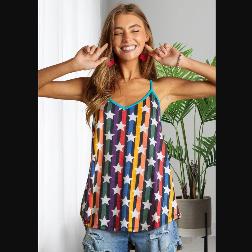 ADORA Multicolor Star Pattern Tank Top-NWOT